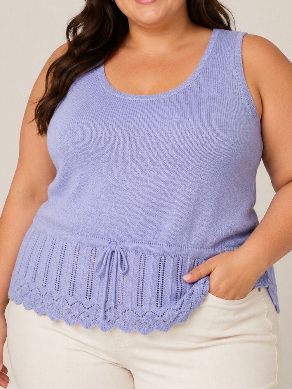 Jessica Simpson Lavender Knit Tank with Eyelet Hem